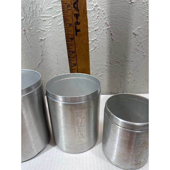 MCM Set of 5 Spun Aluminum Kitchen Canisters Copper Color Lids Made in Italy - Picture 6 of 9